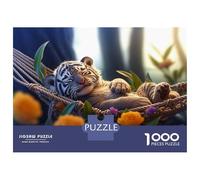 Puzzle pour Adultes 1000 Pièces Chilling Cute Tiger Puzzles pour Adultes, Jouet, Décoration Murale, Améliore La Mémoire, Idéal comme Cadeau 38x26cm/1000pcs