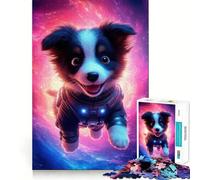 Puzzle pour Adultes 1000 pièces Chiot Astronaute dans l'espace Articulations Lisses Jeu cognitif Amusant Jouet Jeu Occasionnel Cadeau d'anniversaire pour l'esprit (38x52cm)