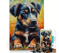 Puzzle pour Adultes 1000 pièces Chiot Berger Australien Bords impeccables Jeu d'exercice cérébral Amusant Scène de Noël chaleureuse et divertissante (38x26cm)