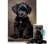 Puzzle pour Adultes 1000 pièces Chiot Caniche Noir,Jeu d'articulation Pointue,Jeu de réflexion Amusant,Moment de détente,Art de Loisirs de Noël (50x75cm)