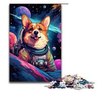 Puzzle pour Adultes 1000 pièces Chiot en Combinaison Spatiale Puzzle pour Adultes Jeux de Famille en Bois Cadeaux d'anniversaire de Noël 75x50cm
