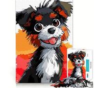 Puzzle pour Adultes 1000 pièces Chiot Joyeux,Art des Bords précis,Jeu de Construction,Jeu de détente,décoration Murale de Noël (50x75cm)