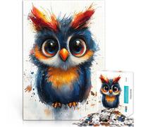 Puzzle pour Adultes 1000 pièces Chouette Aquarelle Mignonne Jouets de Jeu pour Cadeau Familial Super Cadeau 52x38cm