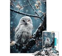 Puzzle pour Adultes 1000 pièces Chouette Blanche-Neige Jeu éducatif Apprentissage Jouets éducatifs Cadeaux de Père Noël Secret Améliore la mémoire (Dimensions 38x52cm)