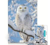 Puzzle pour Adultes 1000 pièces Chouette des neiges perchée sur Une Branche enneigée Jouet Anti-Stress découpe de précision Collection d'artistes Beaux-Arts 38x52cm