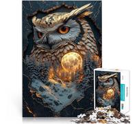 Puzzle pour Adultes 1000 pièces Chouette et Pleine Lune Jeu Familial Anti-Stress Défi Difficile décoration Murale 52x38cm