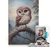 Puzzle pour Adultes 1000 pièces Chouette Mignonne perchée sur Une Branche, Jouet Anti-Stress, Analyse et logique, Collection d'artistes, Beaux-Arts 50x75cm