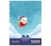 Puzzle pour Adultes 1000 Pièces Christmas Bear Flying in The Sky Puzzle Casse-tête Difficile, Cadeau pour Les Amis Et La Famille 70x50cm/1000pcs
