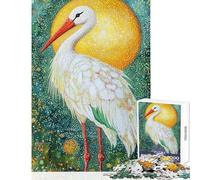 Puzzle pour Adultes 1000 pièces Cigogne au reflet doré Puzzle pour Adultes Jeu Manuel Défi Difficile (Dimensions 38x52cm)