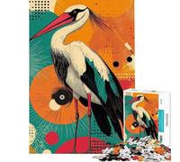 Puzzle pour Adultes 1000 pièces Cigogne avec Fond géométrique (50x75cm)