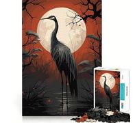 Puzzle pour Adultes 1000 pièces Cigogne Noire vectorielle Assemblage Fin Amusant,activité intellectuelle Intelligente,Jeu Relaxant,Cadeau de Noël apaisant (38x26cm)