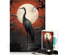Puzzle pour Adultes 1000 pièces Cigogne Noire vectorielle sans Couture,Jeu de Concentration,Cadeau de détente,Cadeau d'anniversaire (50x75cm)
