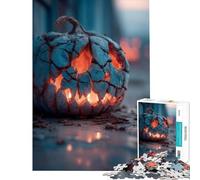 Puzzle pour Adultes 1000 pièces Citrouille d'halloween fissurée avec Bougie Jeu de réflexion Casse-tête Jouet Jeu intellectuel Cadeau d'anniversaire Difficile Difficile (Dimensions 38x26cm)