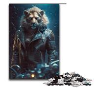 Puzzle pour Adultes 1000 pièces Club de Moto Lion Puzzle pour Adultes Jeux de Famille en Bois Cadeaux d'anniversaire de Noël 75x50cm