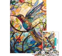 Puzzle pour Adultes 1000 pièces Colibri en Verre (Interdit aux Adolescents) Jeu de réflexion Découpe de précision Activités Amusantes à la Maison (Dimensions 75x50cm)