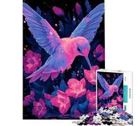 Puzzle pour Adultes 1000 pièces Colibri et Fleurs aux Couleurs néon Activités Amusantes à la Maison améliore la mémoire Jouet Anti-Stress pour Les 14 Ans et Plus (38x52cm)
