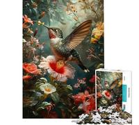 Puzzle pour Adultes 1000 pièces Colibri Floral Puzzle 1000 pièces Décoration Murale Jeu Difficile et Stimulant pour Toute la Famille (38x52cm)