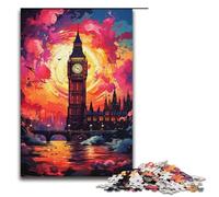 Puzzle pour Adultes 1000 pièces coloré et psychédélique Big Ben et London Eye Puzzle Chaque pièce est Unique - Jeu Familial Stimulant et Amusant 1000 pièces (38 x 26 cm)