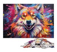 Puzzle pour Adultes 1000 pièces coloré psychédélique d'un Chien Malamute Peinture Puzzle Chaque pièce est Unique - Jeu Familial Amusant et Stimulant 1000 pièces (38 x 26 cm)