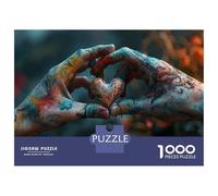 Puzzle pour Adultes 1000 Pièces Colorful Heart Hands Puzzle Casse-tête Jeu pour S'amuser en Famille Interaction Parent-Enfant 52x38cm/1000pcs