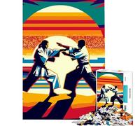 Puzzle pour Adultes 1000 pièces Combat d'aïkido Coucher de Soleil Jeu Stimulant Jouet éducatif Décoration Parfaite Cadeau Amusant (Dimensions 50x75cm)