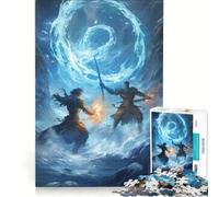 Puzzle pour Adultes 1000 pièces Combat de Ninjas élémentaires, Jeu de réflexion, défi Difficile, Cadeau pour Les Amis et la Famille 38x26cm