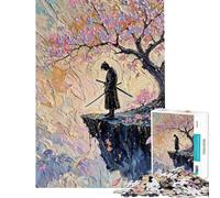 Puzzle pour Adultes 1000 pièces Contemplation d'un samouraï sous Un Cerisier en Fleurs Puzzle pour Adolescents Vacances à la Maison Activités Amusantes pour Passer Le Temps Jeu de défi Unique