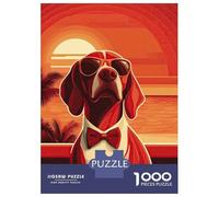Puzzle pour Adultes 1000 Pièces Cool Dog Sunset Puzzle Casse-tête Difficile, Cadeau pour Les Amis Et La Famille 52x38cm/1000pcs