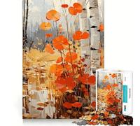 Puzzle pour Adultes 1000 pièces Coquelicots d'automne et bouleaux Jeu d'adresse et de réflexion Jeu Gratuit Scène de Noël (50x75cm)