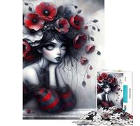 Puzzle pour Adultes 1000 pièces Coquelicots Noirs Nuit pour Anniversaire Noël Jeu Familial Difficile Convient aux Personnes de 14 Ans et Plus (50x75cm)