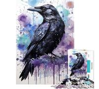 Puzzle pour Adultes 1000 pièces Corbeaux Aquarelle Jeu Impossible pour Un Jeu éducatif Un défi Un Cadeau d'anniversaire pour améliorer la mémoire (Dimensions 38x26cm)