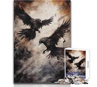Puzzle pour Adultes 1000 pièces Corbeaux et corneilles Encre, Jeu au Design élégant, décoration intérieure, Cadeau d'anniversaire, Dimensions 38x52cm