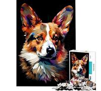 Puzzle pour Adultes 1000 pièces Corgi géométrique Abstrait pour Jeu éducatif défi Jouet de détente activités familiales Cadeau d'anniversaire (Dimensions 38x52cm)