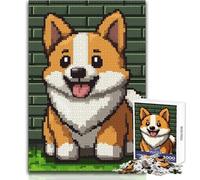 Puzzle pour Adultes 1000 pièces Corgi pixelisé, Jeu Impossible, découpe de précision, Cadeau de Noël Secret, Format 50x75cm