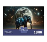 Puzzle pour Adultes 1000 Pièces Cosmic Elephant in Space Puzzle pour Adultes Jeux Relaxants Course De Vitesse Manuelle Difficile Et Stimulant 38x26cm/1000pcs