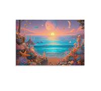 Puzzle pour Adultes 1000 pièces, Coucher de Soleil sur Fantasy Beachpièces Parfaitement imbriquées Lettres au Dos, Pas de poussière, Cadeau pour Personnes âgées 38x52cm