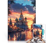 Puzzle pour Adultes 1000 pièces Coucher de Soleil sur la cathédrale Saint-Basile Défi Difficile Œuvre d'art 52x38cm