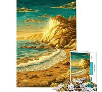 Puzzle pour Adultes 1000 pièces Coucher de Soleil sur la côte dorée Puzzle Adulte à Monter soi-même Décoration Murale Cadeau Unique pour Anniversaire et Noël (Dimensions 38x26cm)