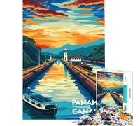 Puzzle pour Adultes 1000 pièces Coucher de Soleil sur Le Canal de Panama Jeu de Manipulation Jeu intellectuel Cadeau pour Femmes et Hommes Anti-Stress (Dimensions 50x75cm)