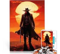Puzzle pour Adultes 1000 pièces Coucher de Soleil sur Le Cow-Boy Solitaire Casse-tête pour Cadeaux pour Les Amis et la Famille 75x50cm
