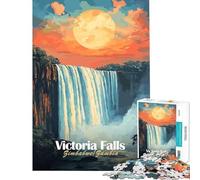 Puzzle pour Adultes 1000 pièces Coucher de Soleil sur Les Chutes Victoria Jeu de réflexion Jeu intellectuel Cadeau d'anniversaire Difficile Difficile (Dimensions 50x75cm)