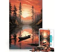 Puzzle pour Adultes 1000 pièces,Coucher de Soleil sur Un Bateau,Art Finement découpé,Divertissement et résolution de problèmes,Moment de détente,décoration Murale de Noël (38x26cm)