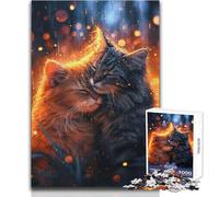 Puzzle pour Adultes 1000 pièces - Couple de Chats romantiques - Un Passe-Temps paisible et satisfaisant - Assemblage Parfait - Découpe de précision - Dimensions:38x52cm