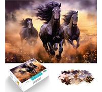 Puzzle pour Adultes 1000 pièces Course des Trois Chevaux Jouets Jeux éducatifs Soulagement du Stress Œuvre d'art 75x50cm