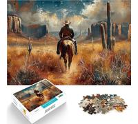 Puzzle pour Adultes 1000 pièces Cowboy Solitaire de la Nature Jeu Familial Anti-Stress Défi Difficile Super Cadeau 38x26cm