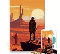 Puzzle pour Adultes 1000 pièces Cowboy Western Pixel Art Découpe Lisse Jeu créatif et Amusant pour se détendre,Cadeau apaisant pour Noël (38x26cm)