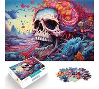Puzzle pour Adultes 1000 pièces Crâne coloré mystérieux Difficile et défi 26x38cm Convient pour la décoration de Bureau pour Les Adolescents à partir de 14 Ans
