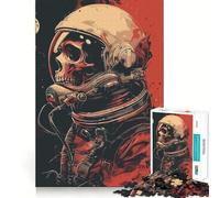 Puzzle pour Adultes 1000 pièces Crâne d'astronaute,décor Facile à Assembler,défi Mental,Jeu d'adresse,Cadeau d'anniversaire Artistique (38x26cm)