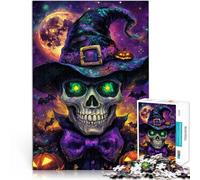 Puzzle pour Adultes 1000 pièces Crâne Magique d'halloween Jouet éducatif d'apprentissage avec Affiche et Feuille de Questions correspondantes 52x38cm