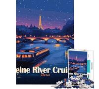 Puzzle pour Adultes 1000 pièces Croisières sur la Seine Nuit à Paris Jeu Pratique Défi d'intelligence et de réflexion Jouet addictif Cadeau d'anniversaire Cadeau pour Femme (Dimensions 38x26cm)